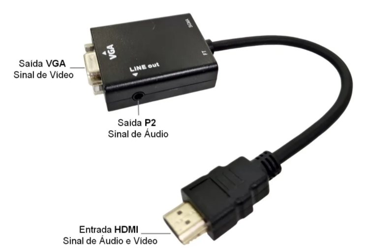 Advise malicious Accountant ADAPTADOR HDMI X VGA SAIDA DE AUDIO P2 - Diverso Eletrônica